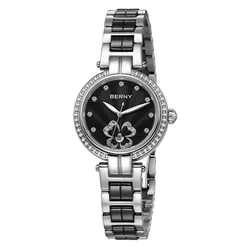BERNY Women's Watch High Quality Casual Fashion Ceramics Quartz Women Watches Elegant Luxury Wristwatch For Ladies