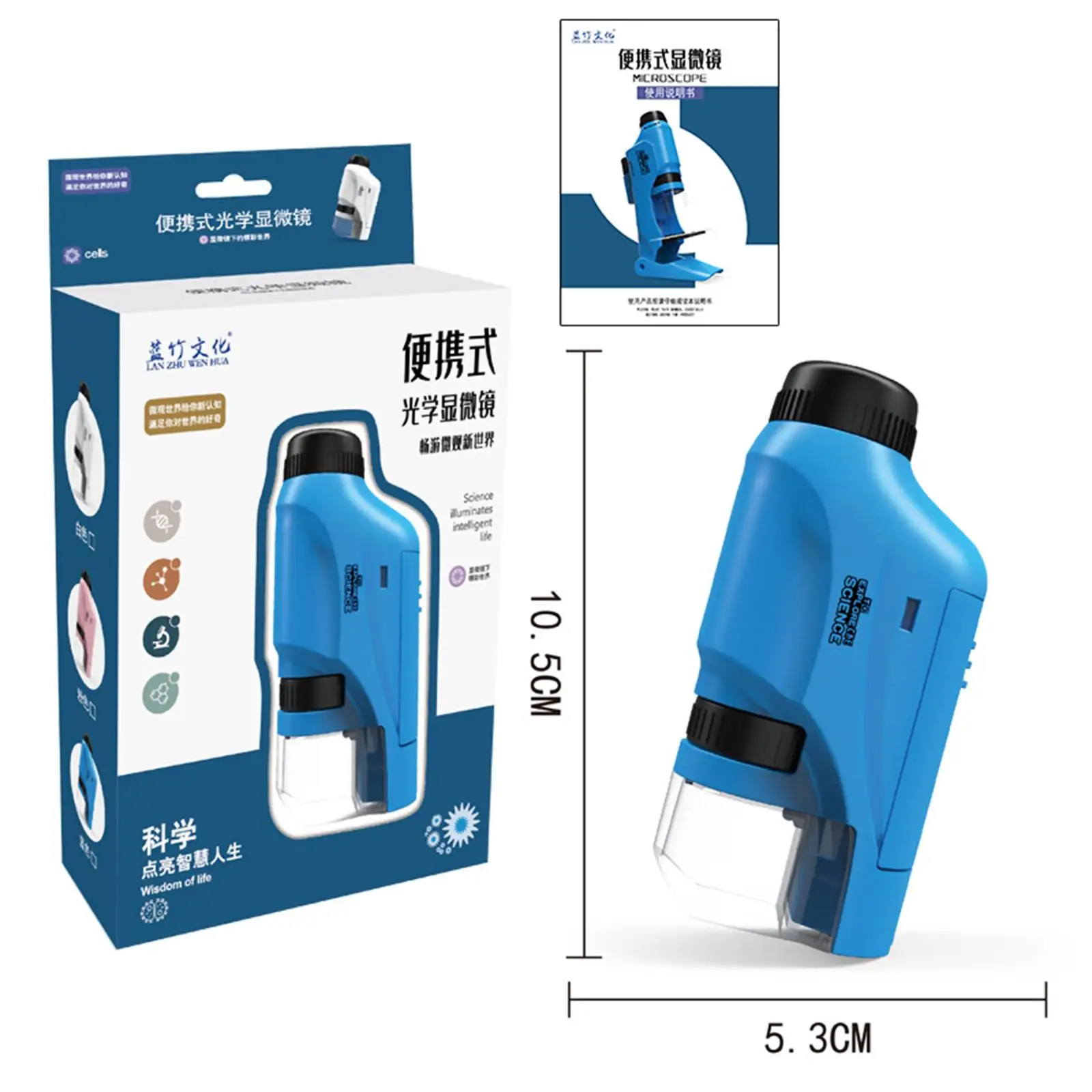 Mini microscopio de mano con zoom 60X-120X para plantas de exploración natural para niños