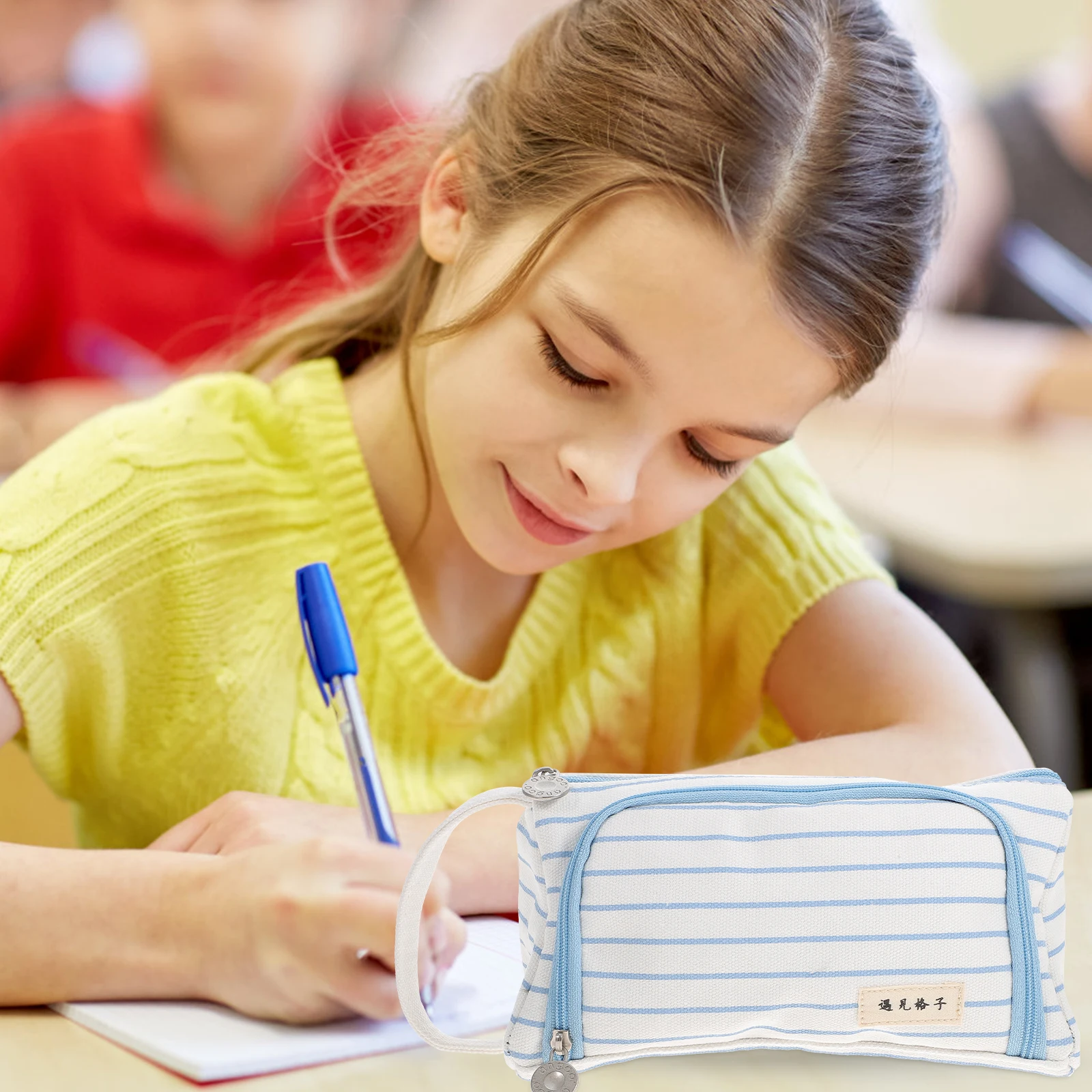 Large Capacity Pencil Case Bag Canvas Pouch Portable Handheld Student Stationery