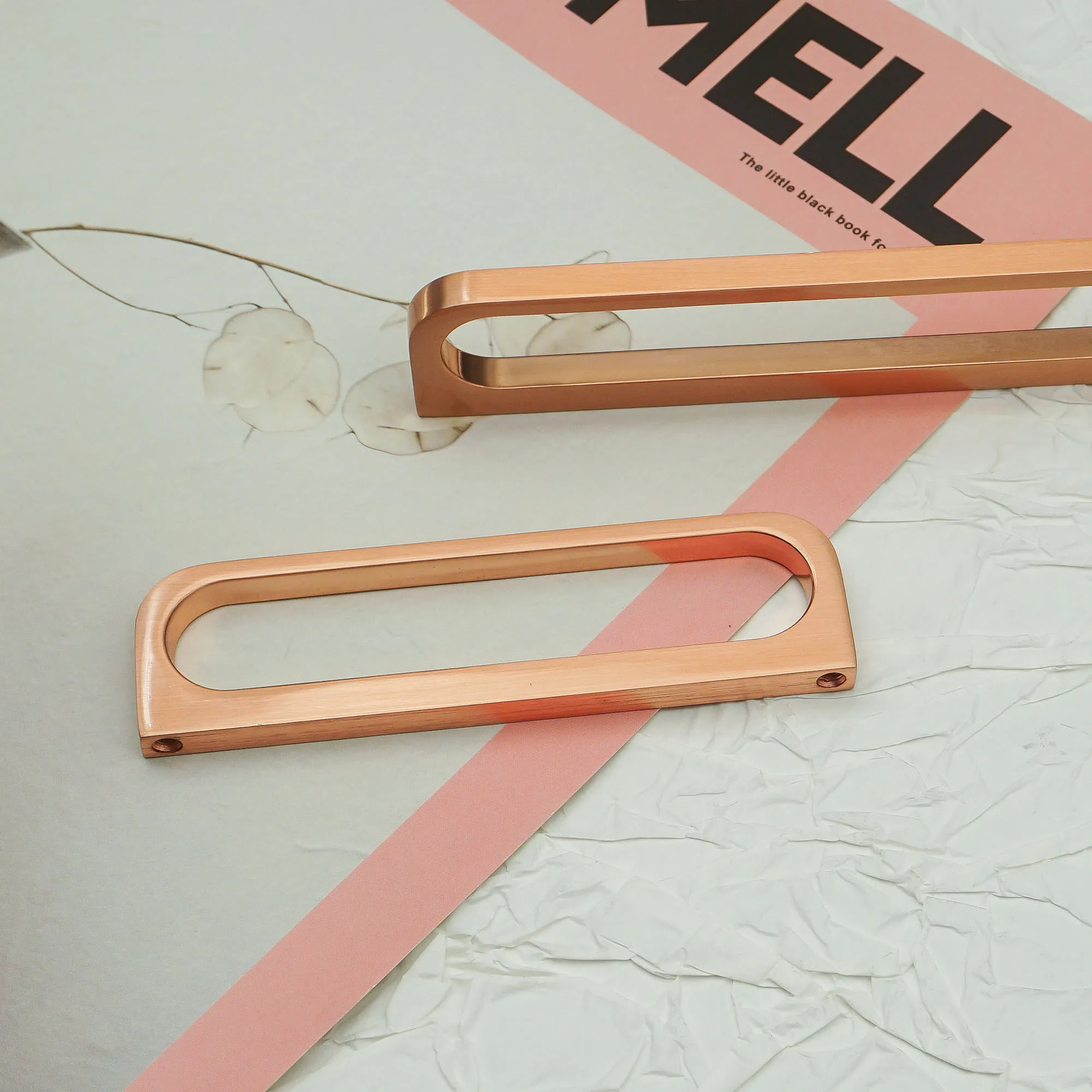 Brushed Rose Gold Cabinet Handles Simple Bedroom Wardrobe Pulls Kitchen Cupboard Door Knobs Modern Zinc Alloy Furniture Hardware