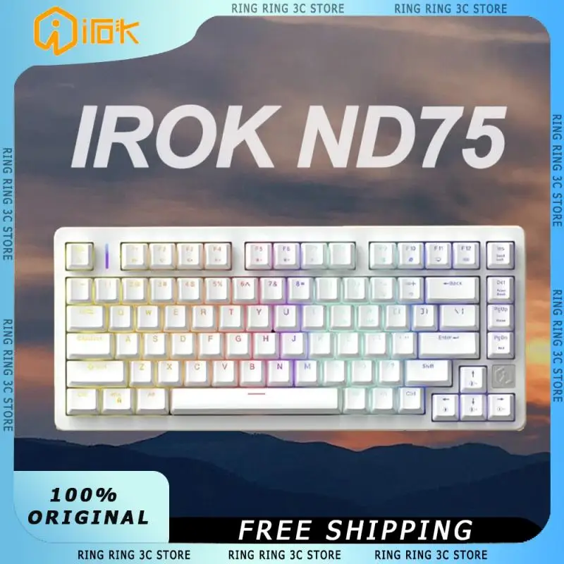 

Механическая клавиатура IROK ND75, магнитный переключатель, RGB подсветка, горячая замена, низкая задержка 8K, для ПК, офисных игр, проводная клавиатура