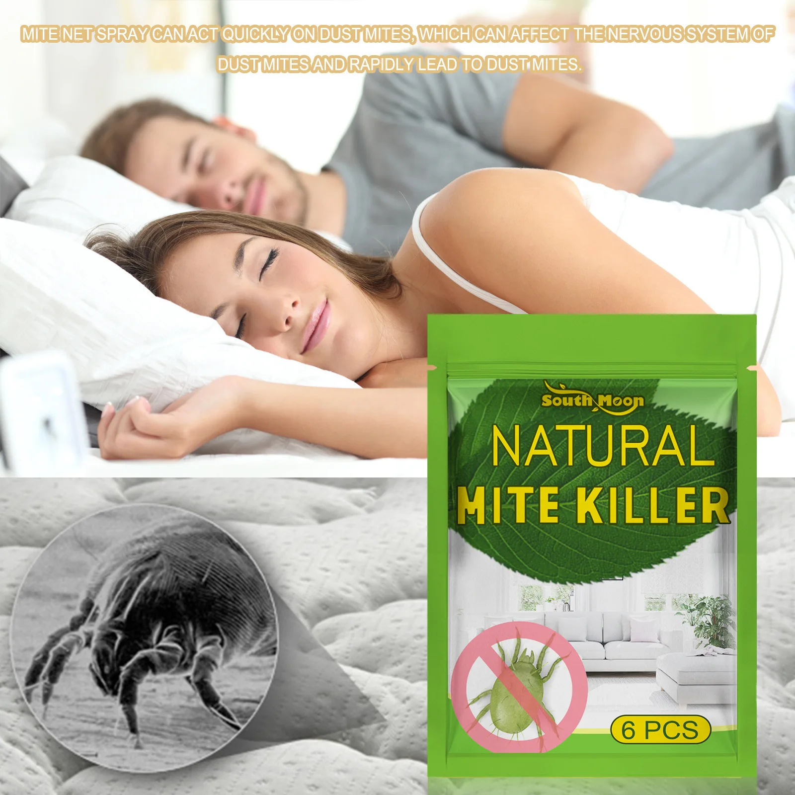 South Moon Mite Killer Bag Insect Worm Eliminator Pillow Sheet Sofa Anti-Mite Deodorant Antibacterial Natural Mites Remover Pack