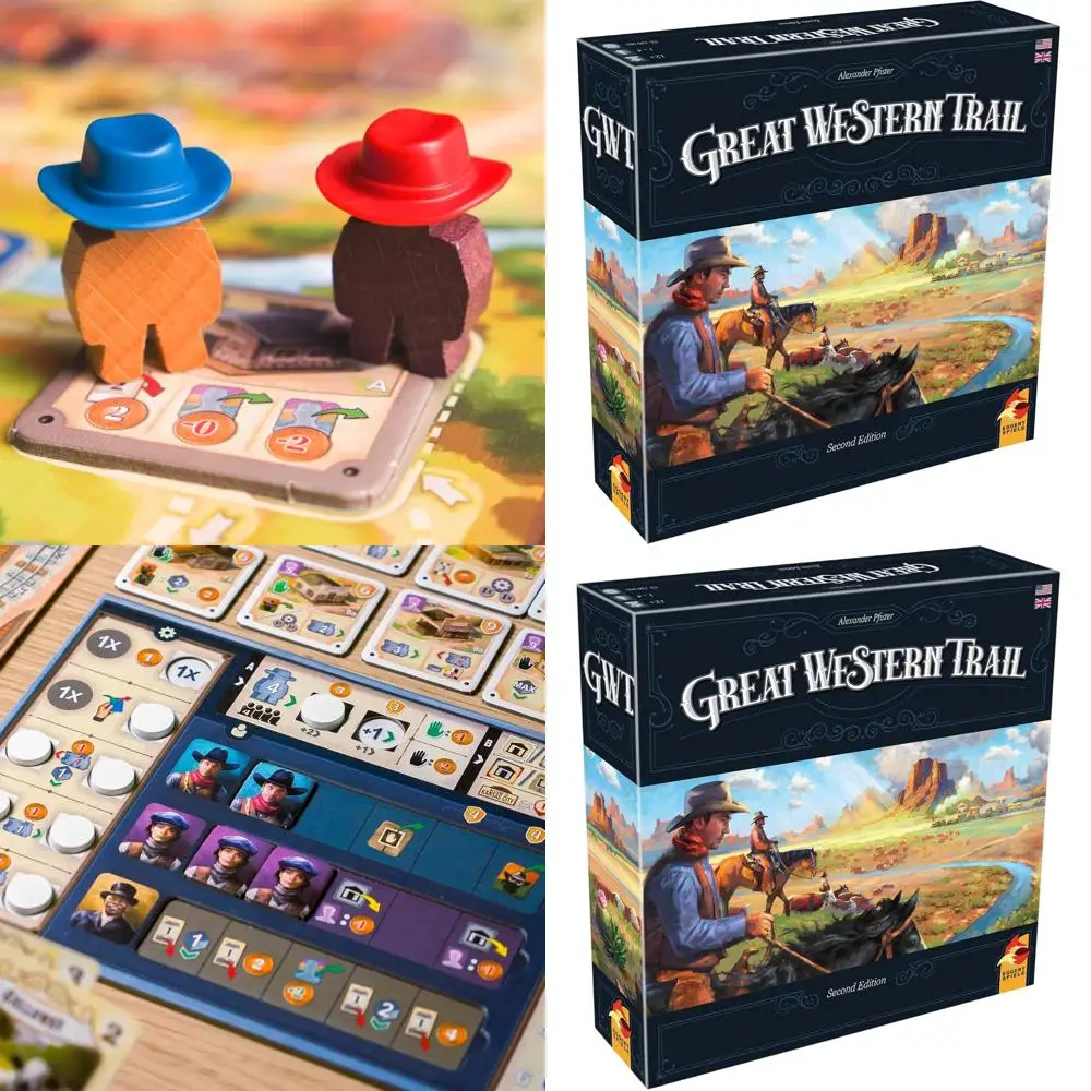 

Strategic Ranching Adventure: 2-е изд., Настольная игра для многопользователей Asmodee's Great Western Trail для детей 12+, 1–4 игроков, 75–150 Ми.