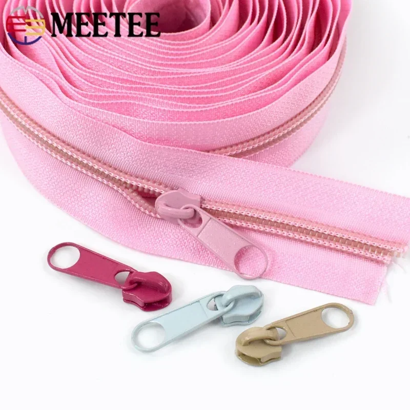 3# 5# Meetee 3/5/10M Rainbow Nylon Zipper Tape with Zippers Slider Decor Zip Closure Repair Kit Bag Garment Sewing Accessories