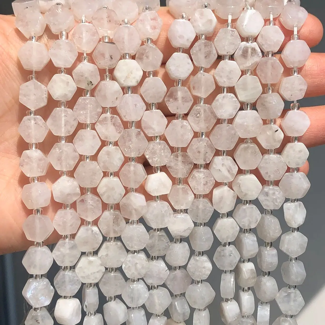 Natural White Jade Stone Beads DIY Polygon Bracelets Necklace Spacer Loose Beads for Jewelry Making Crafts Supplies 7.5/15 inch