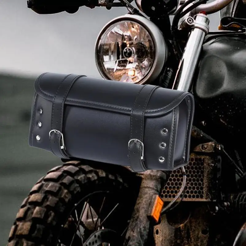 Motorcycle Tool Bag PU leather Motorcycle Handlebar Bag Retro Fork Pack Roll Tail Storage Bag Bikes Scooters Storage Bar packet