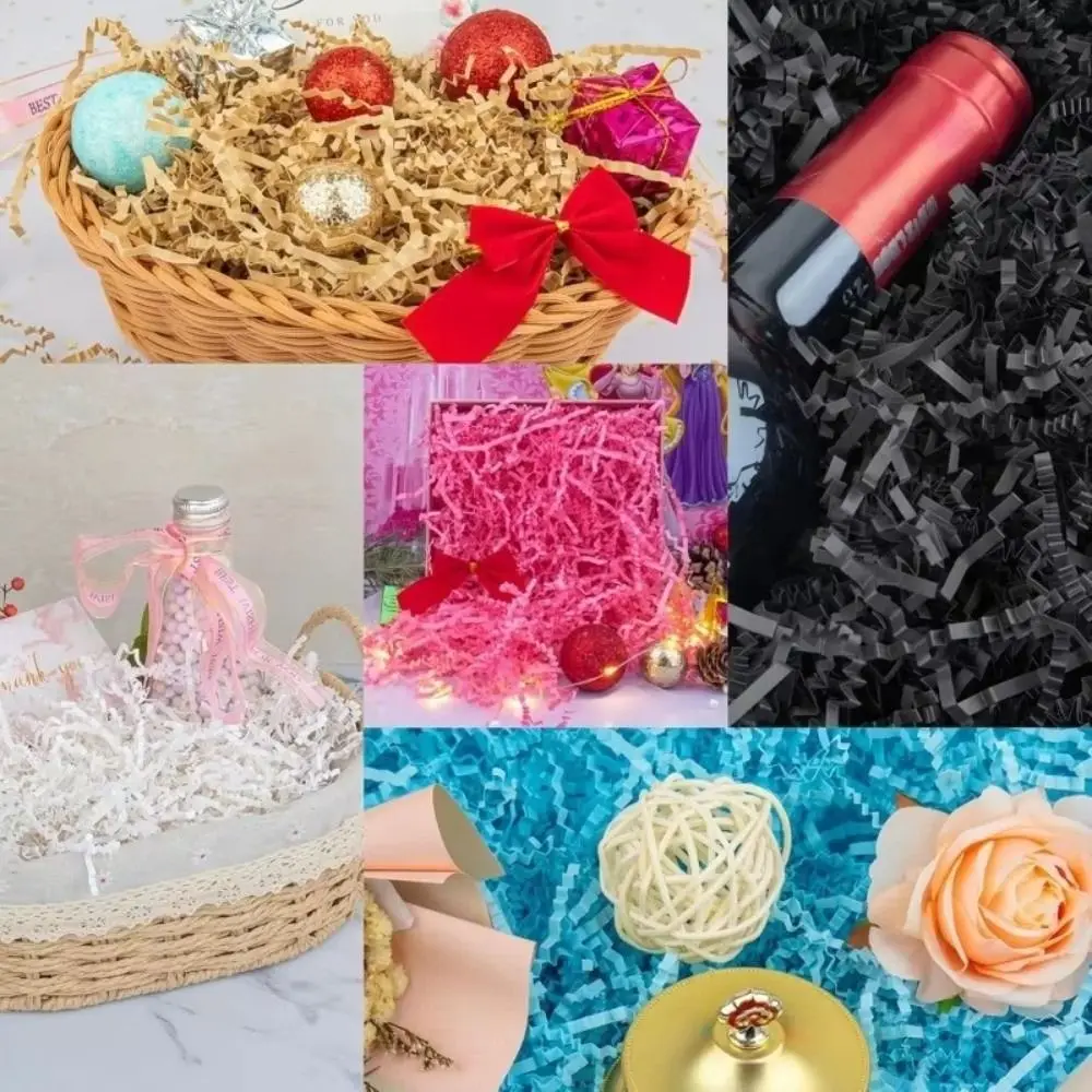 20/100g/Bag Wavy Shredde Raffia Shredded Paper Colorful DIY Wedding Party Crinkle Shredded Paper Packaging Filler Confetti