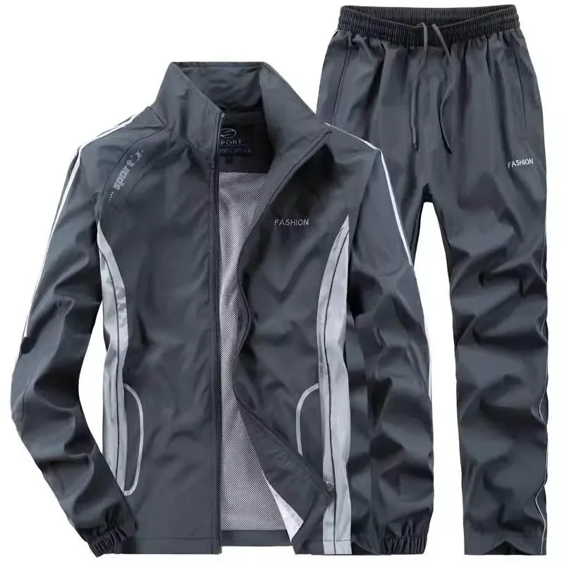 Men`s Sportswear Spring Autumn Joggers Running Tracksuit 2 Piece Sets Sports Suit Jacket+Pant Sweatsuit Male Basketball Clothing