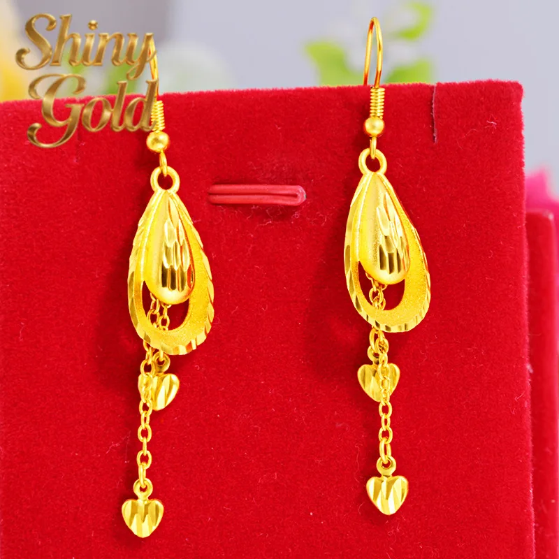 

Женские винтажные серьги-сердечки ShinyGold из 24-каратного золота AU999 с филигранным узором | Древние резные изделия с лепестковыми краями, элегантные и ностальгичные.