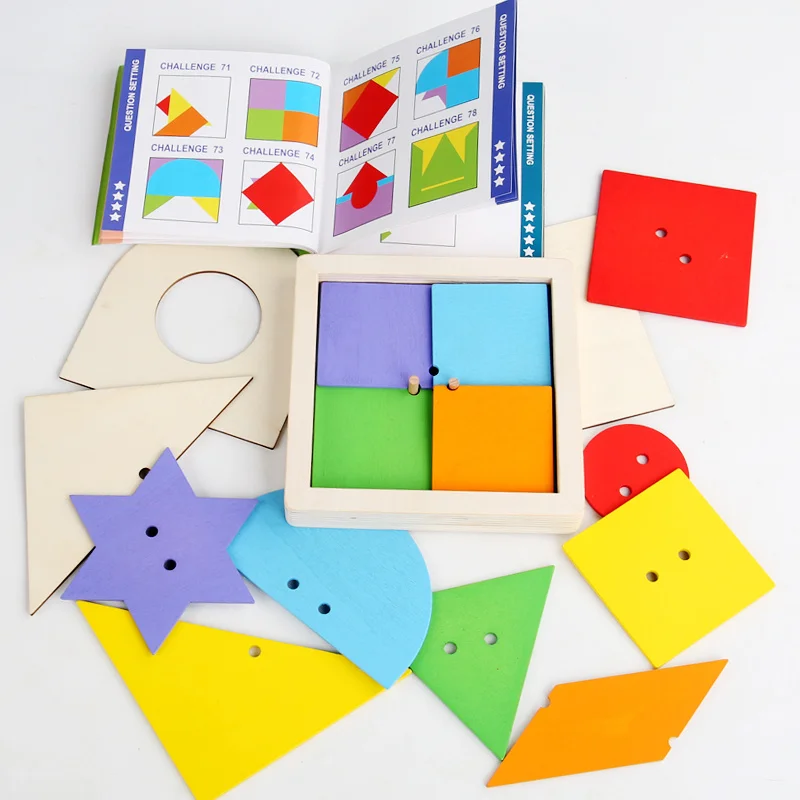 

Детские геометрические строительные блоки-головоломки Танграм, креативная игрушка Монтессори, развивающие логическое мышление и интеллектуальные способности, обучающие игрушки для детей