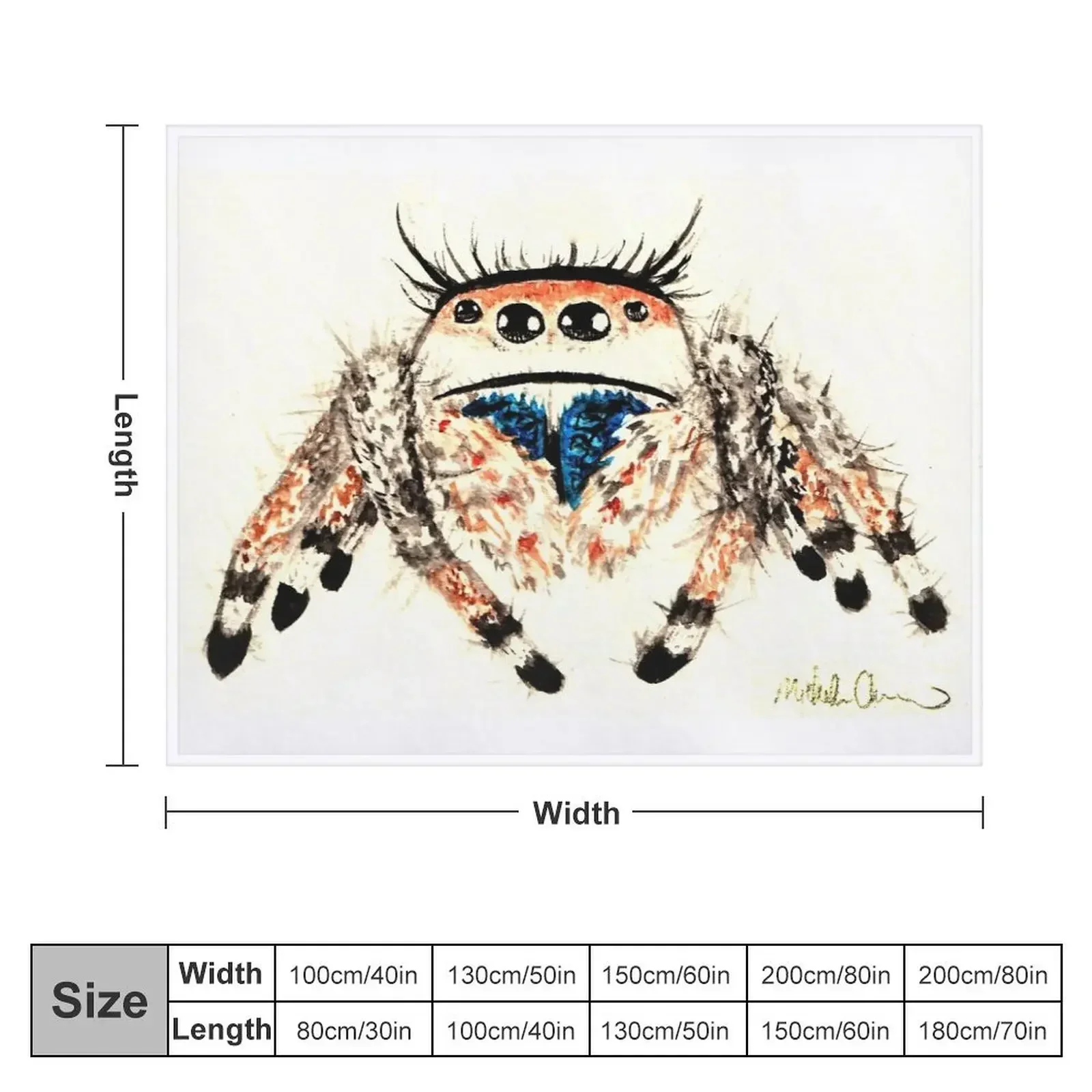 Phid. Regius Jumping Spider Watercolor Throw Blanket Soft Beds Furrys Blankets