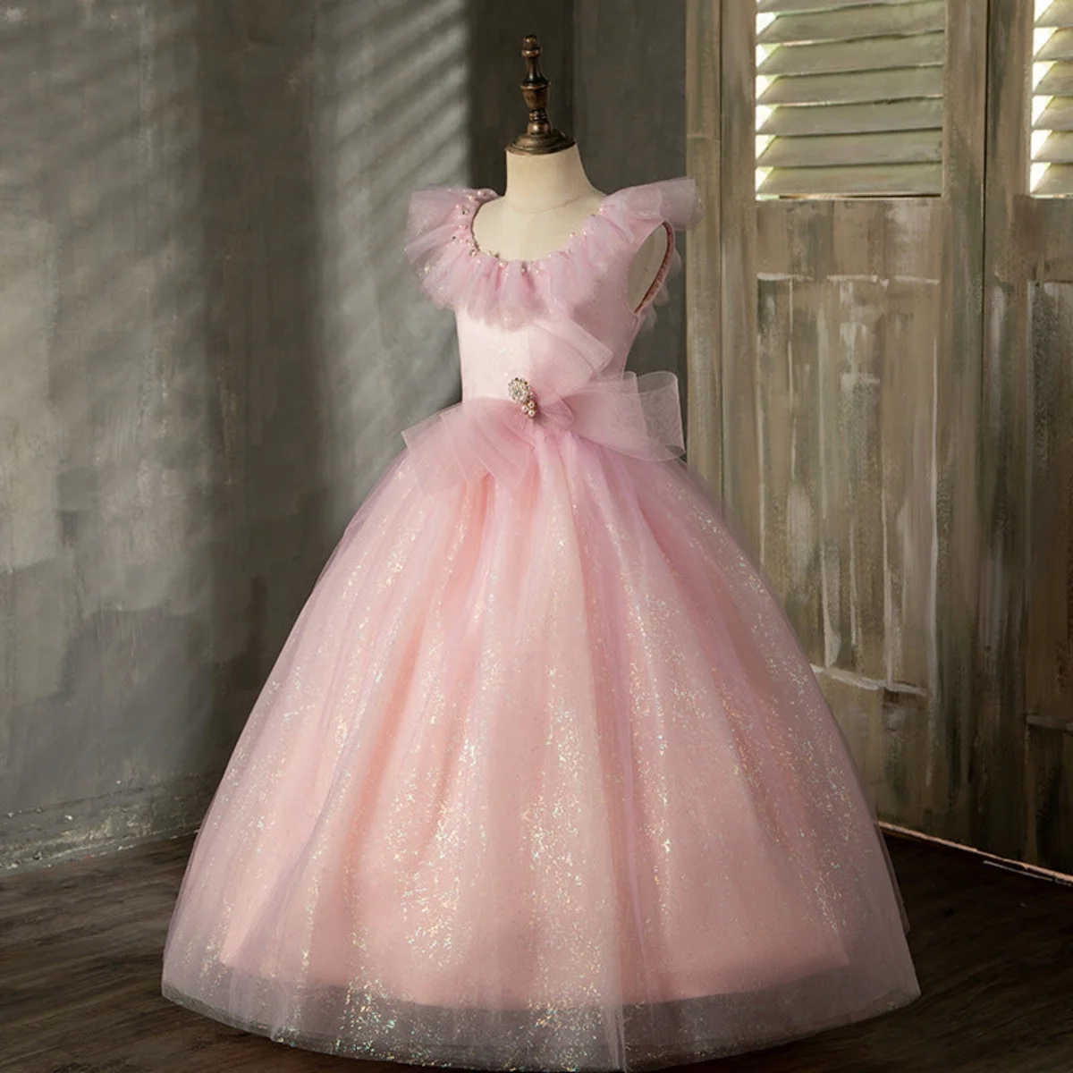 Baby Dresses For Eid 2026 Girls' Sleeveless Mesh Puffy Princess Length Rainbow Skirt Dinner Piano Performance