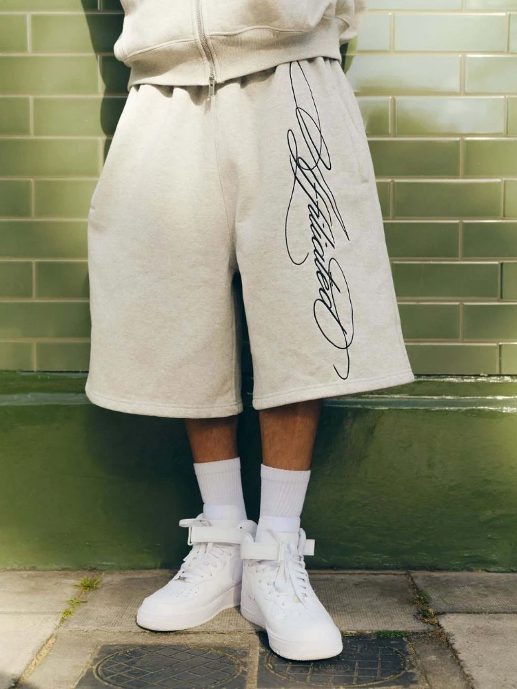 

HOUZHOU Retro Y2k Jogging Shorts Women Grey Harajuku Hip Hop Wide Leg Sport Shorts Streetwear Baggy Vintage Casual Sweatpants