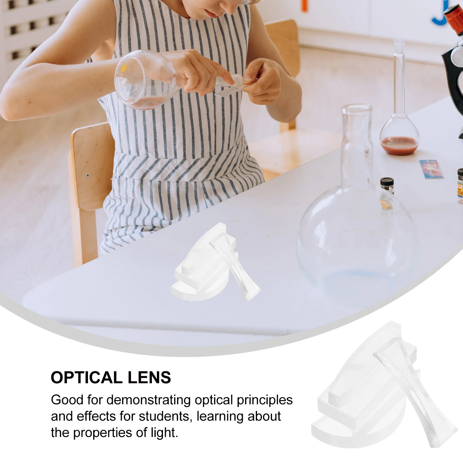 

5Pcs Physical Optical Lens Concave Convex Transparent Acrylic Set for Physics Learning Light Convergence Demonstration