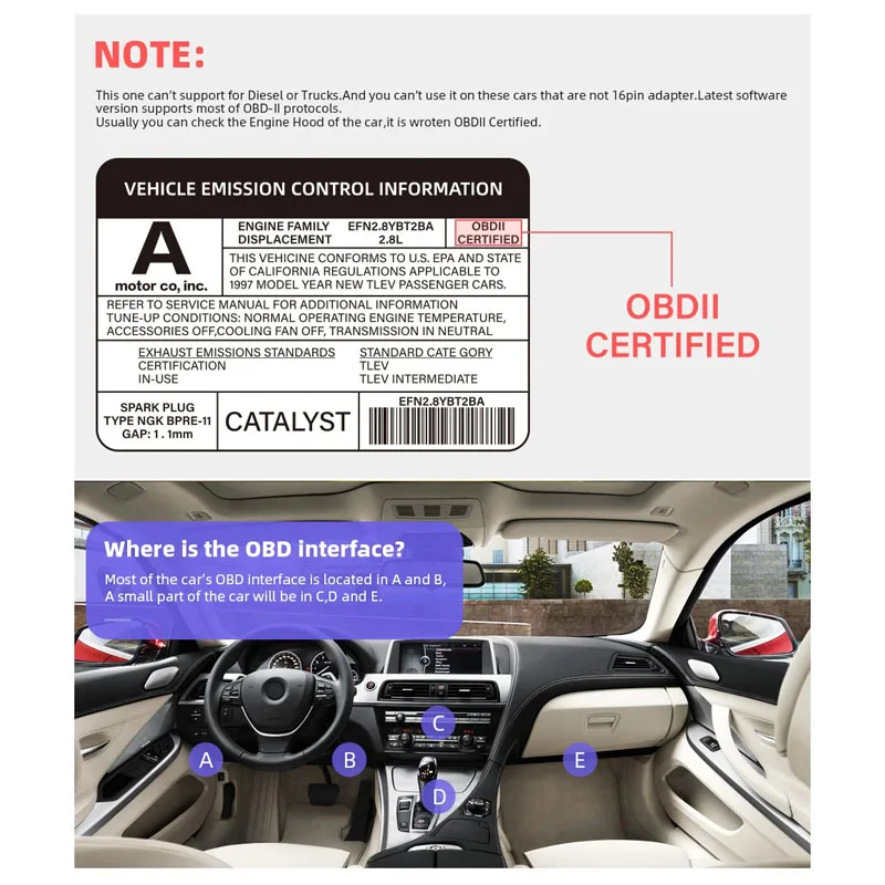 V2.1 Obd2 / Obdii Super Mini Elm327 Bluetooth Elm 327 Version 2.1 Error Coder Android Torque Car Code Scanner for Multi-Brands