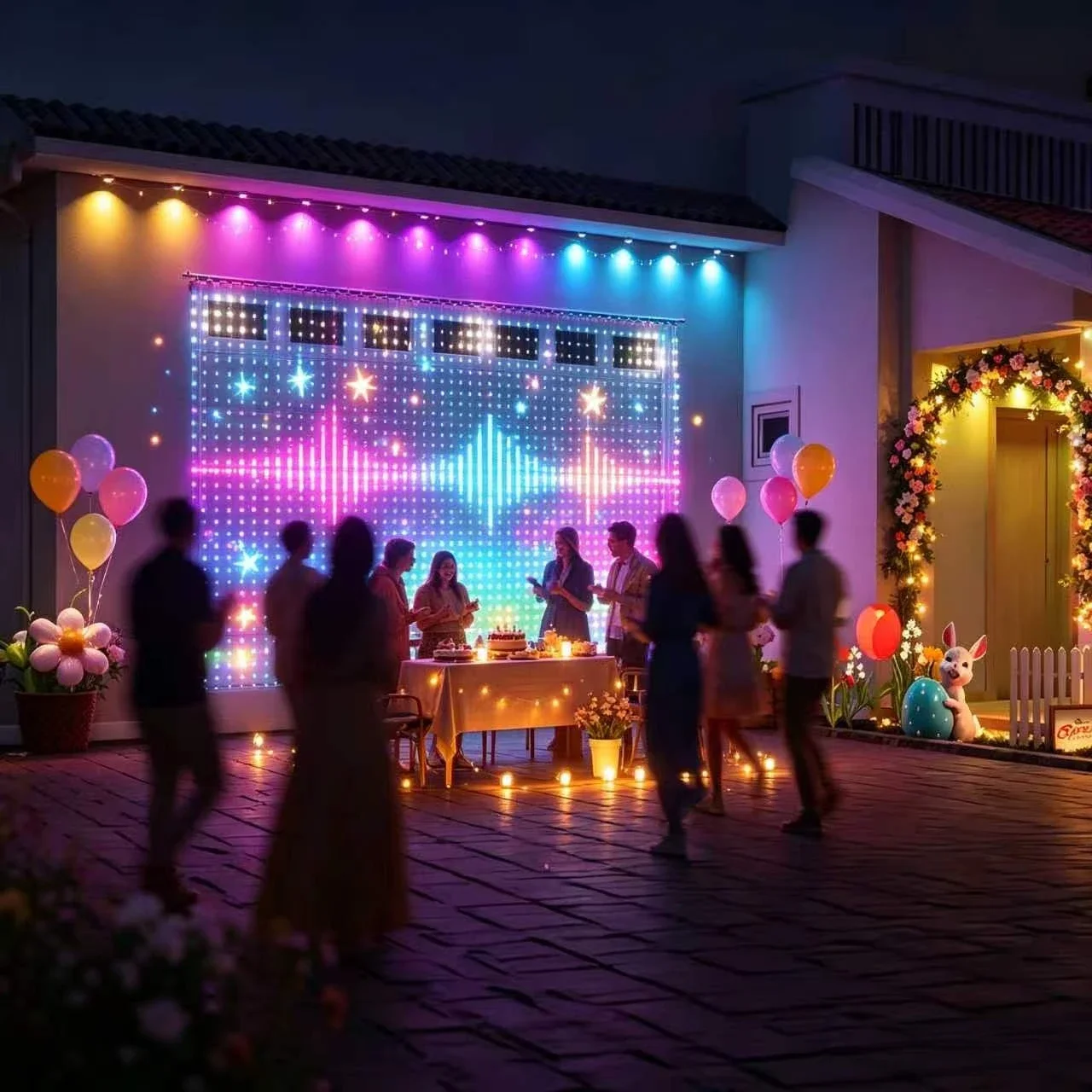 RGBIC LED Outdoor Net Lights Flexible Matrix Grid Lights for Patio Pergolas Bush Wedding Outdoor Party Holiday Decor