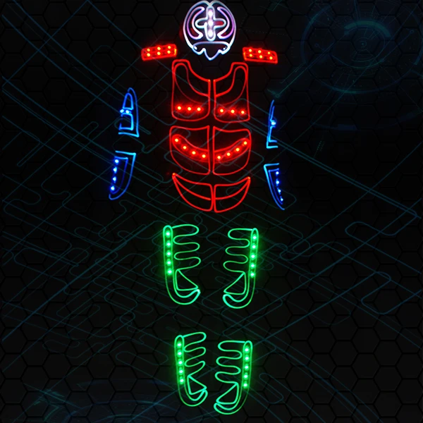 

Fiber Optic & LED Light Tron Dance Suits LED Robot Costume performance wear Halloween Glow Party Dance Costumes