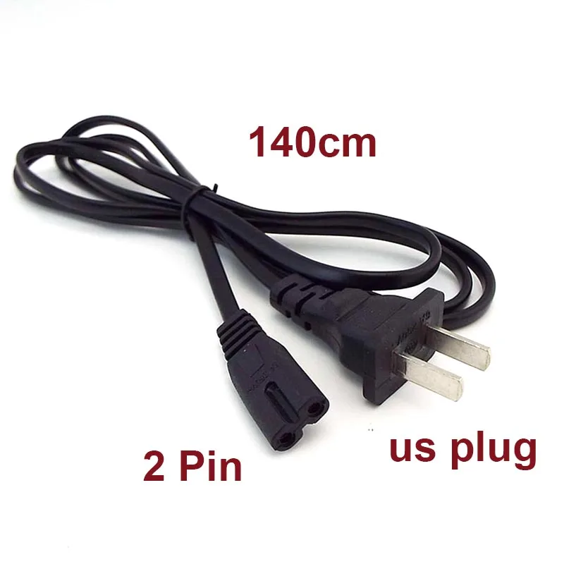 2-Prong Pin US plug Cable AC Power Supply Cord connector Line 130W 0.6A Lead Wire Cord For audio Desktop Laptop V27