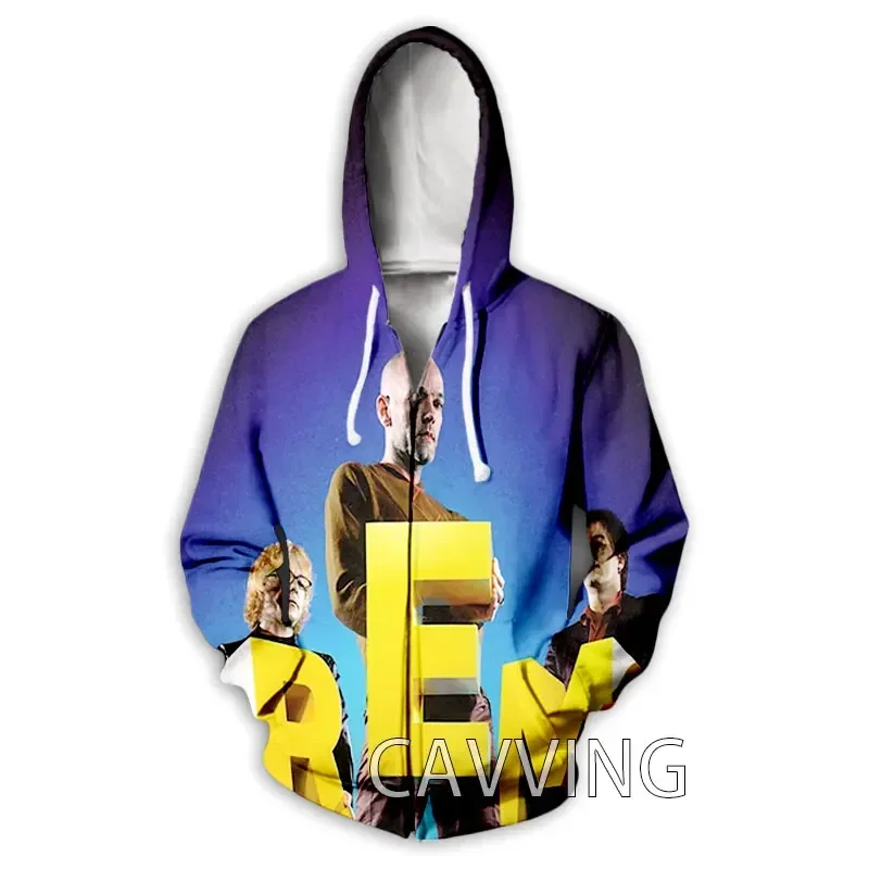 New Fashion 3D Print  R.E.M. Band  Zipper Hoodies Zip Up Hooded Sweatshirts Harajuku Hoodie Hip Hop Sweatshirts