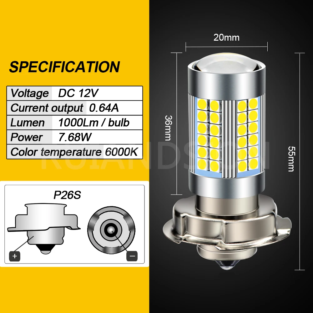 2 pcs 6000 k P26S Led ไฟหน้ารถจักรยานยนต์สกู๊ตเตอร์ 6 V 12 V หลอดไฟอุปกรณ์เสริมรถจักรยานยนต์ไฟหน้าหลอดไฟสำหรับ Yamaha Honda