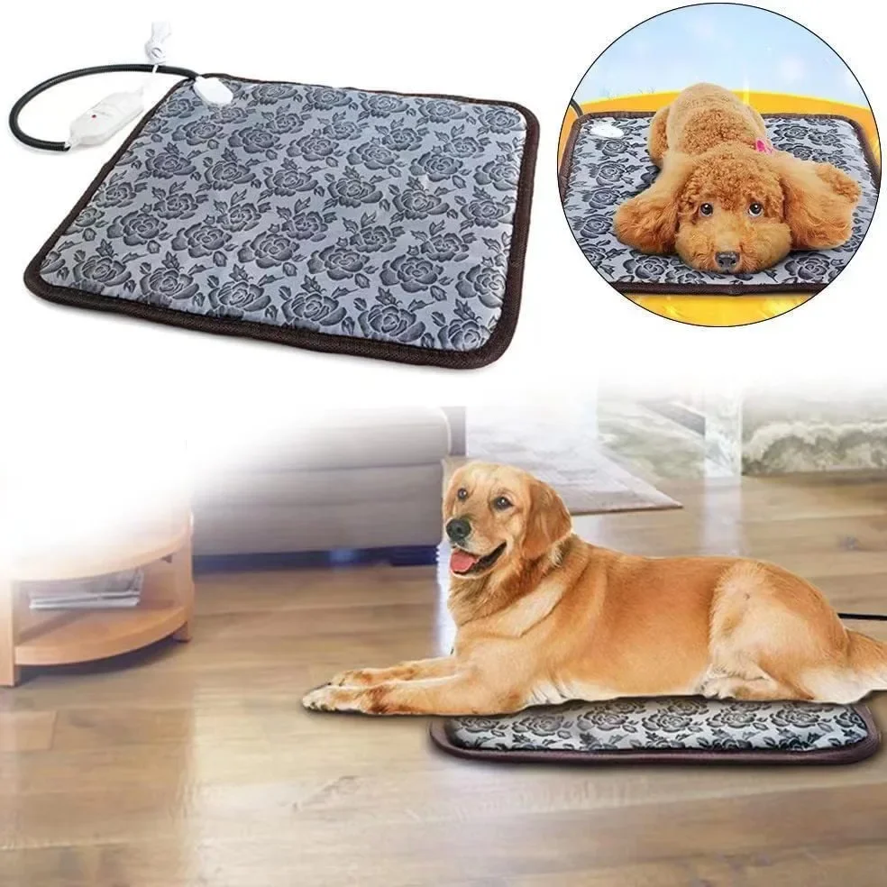 Pet Heated Mat Dog Temperature Adjustable Dog Heating Pad Waterproof Electric Heating Pad 3.9 Gears Timer Dog Sleeping Supplies