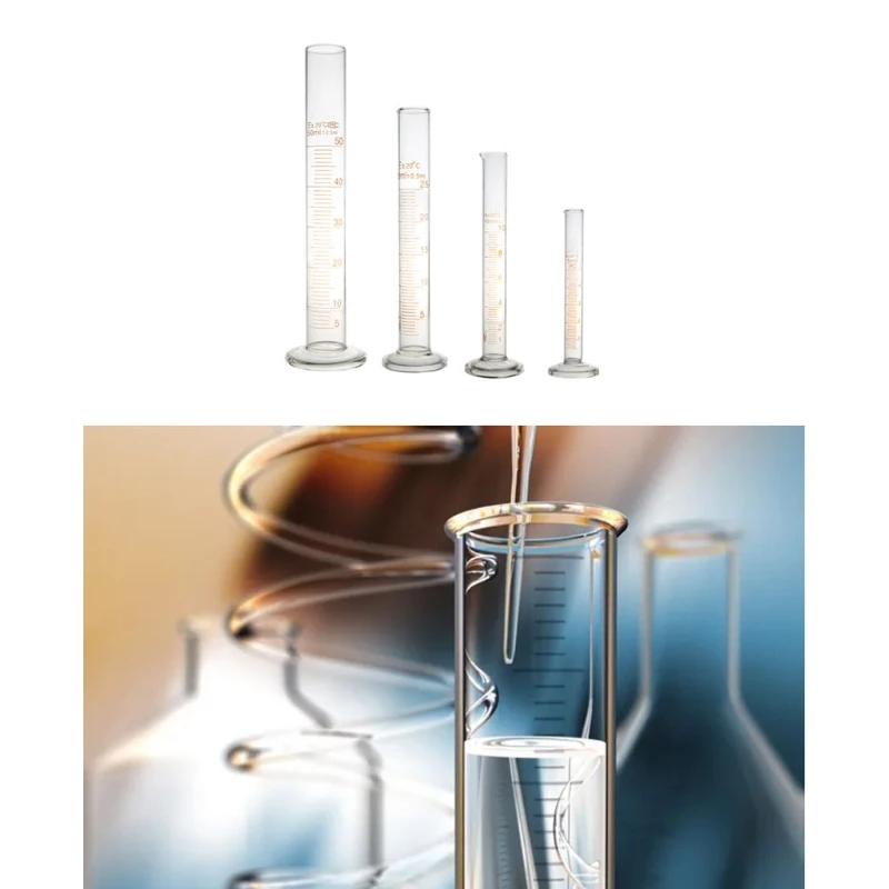 Premium Measuring Cylinder with Round Base & Orange Graduations Chemistry Lab Spout Measure 5/10/25/50ml Drop Shipping