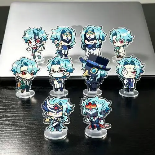 10Pcs/set Game Fatui Il Dottore Zandik The Doctor Cosplay Standing Plate Acrylic Figure Stand Desktop Decoration Ornament Prop