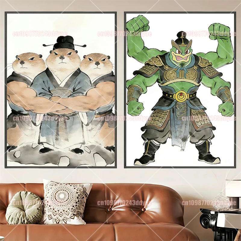 Pokemon Ink Antique Poster Gengar Psyduck Arcanine Lucario Gardevoir Print Anime Character Wall Art Print Living Room Decor - view 4