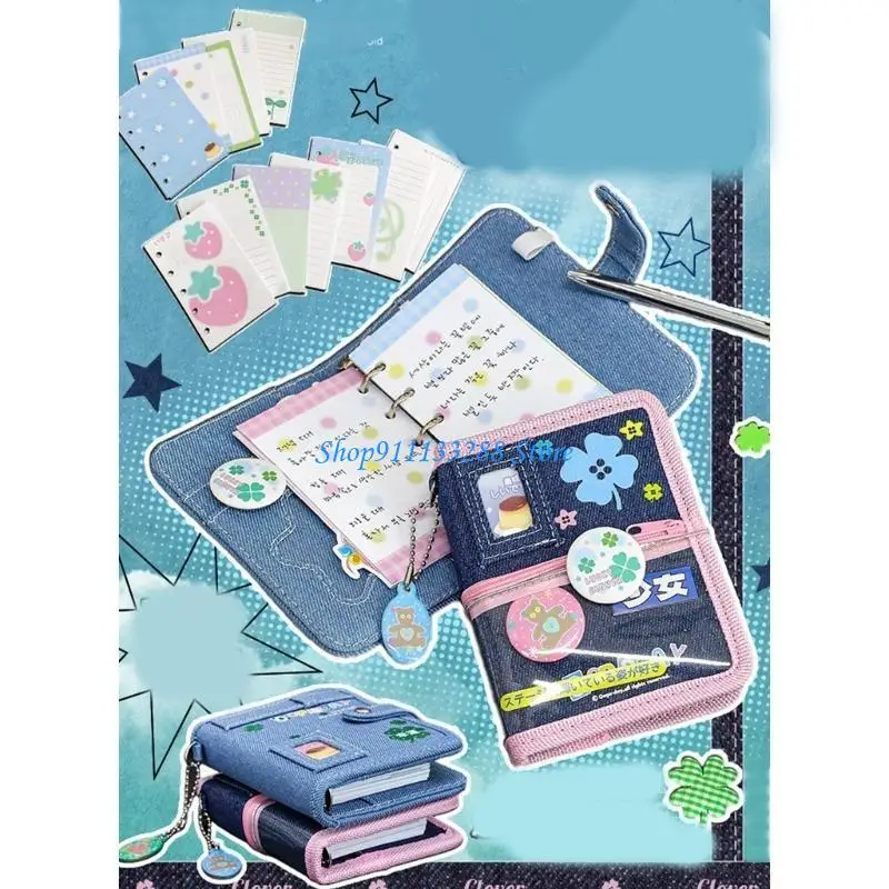 G88D Sweet Clovers Caders Scrapbook Journal Notepad Small Notebook Retro Notebook