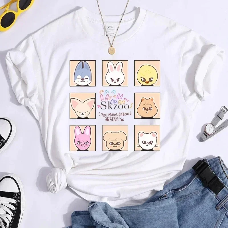 Fashion New K-POP Stray Cotton T-shirt  Women T-shirts Harajuku Y2K T-shirt Casual Summer Short Sleeved Female Tops Tees