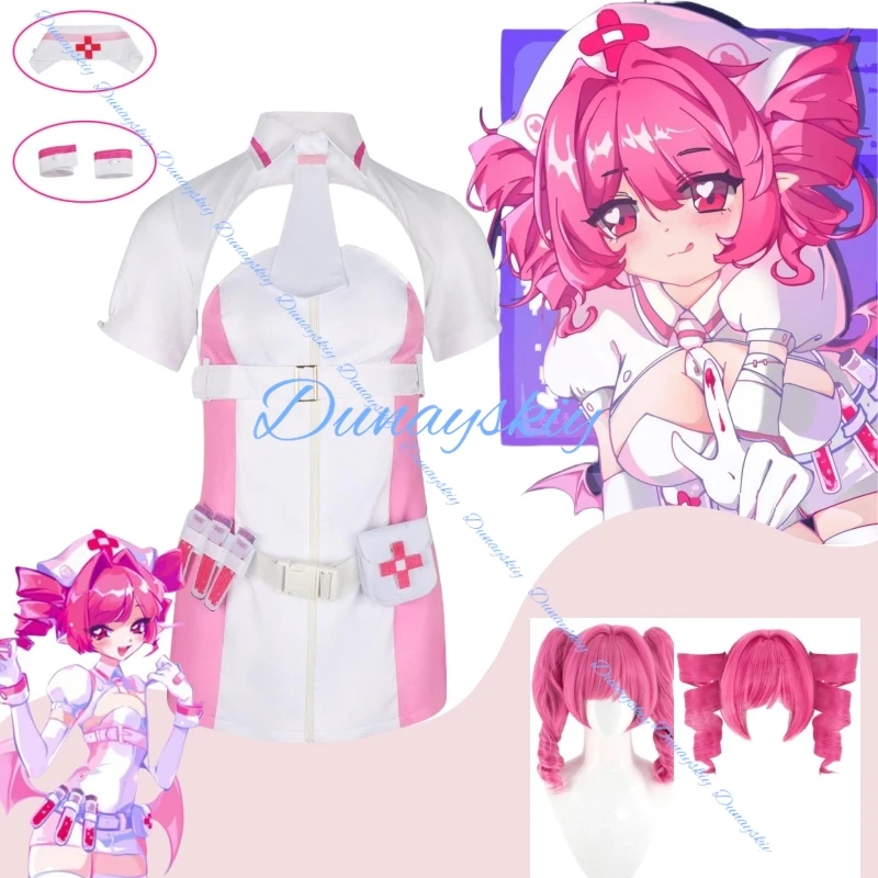 

Buro Muse Nurse Cosplay - Sexy Virtual Streamer Outfit with Pleated Skirt for Adult Women Halloween Disguise Anime Expo Roleplay