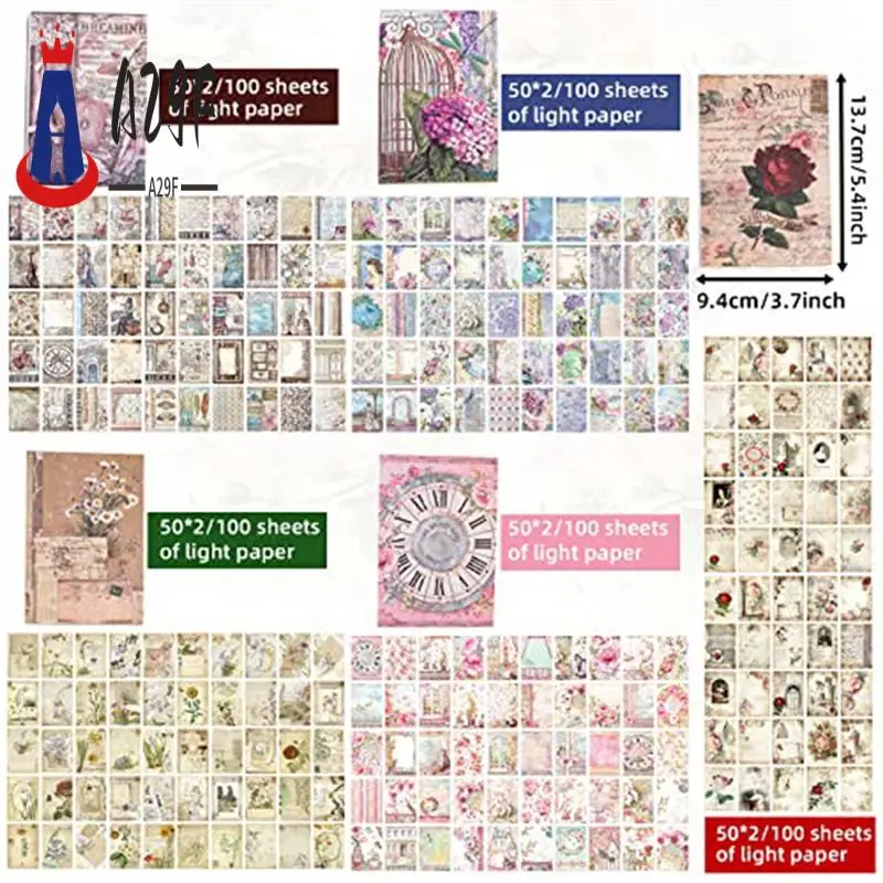 

A29F-500 PCS Vintage Scrapbooking Paper Flowers Series Scrapbooking Supplies DIY Collection Decorative Paper