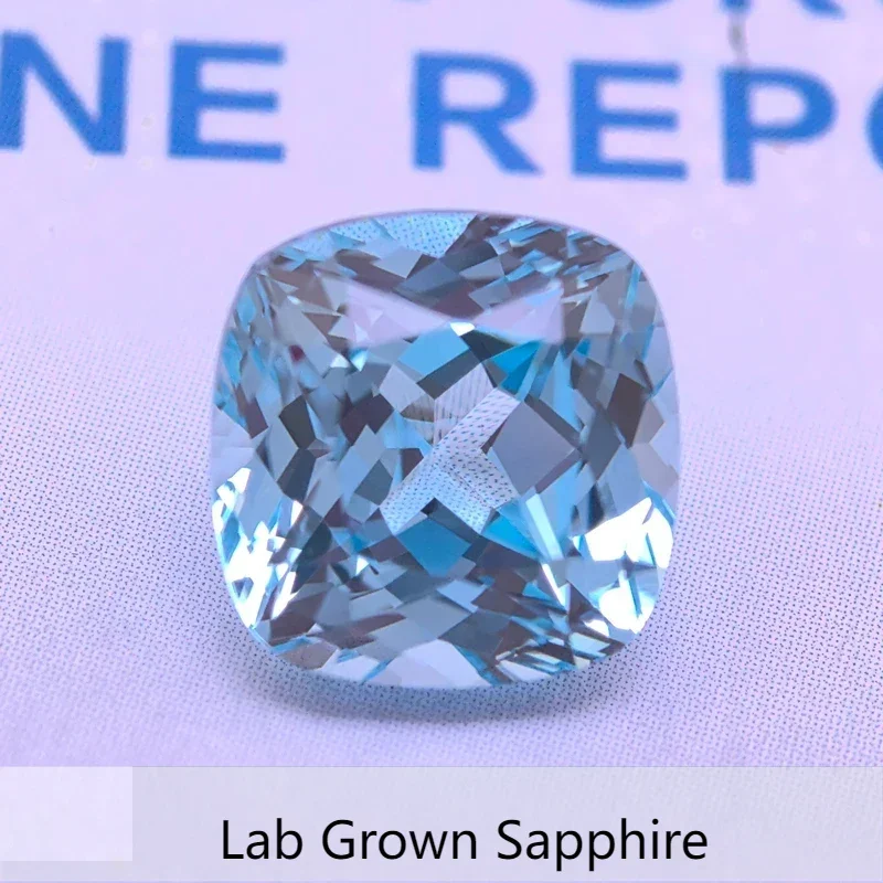 Top Lab Grown Square Cushion Aquamarine Colour VVS1 Gemstone Charm Beads Diy Jewelry Making Materials Selectable AGL Certificate