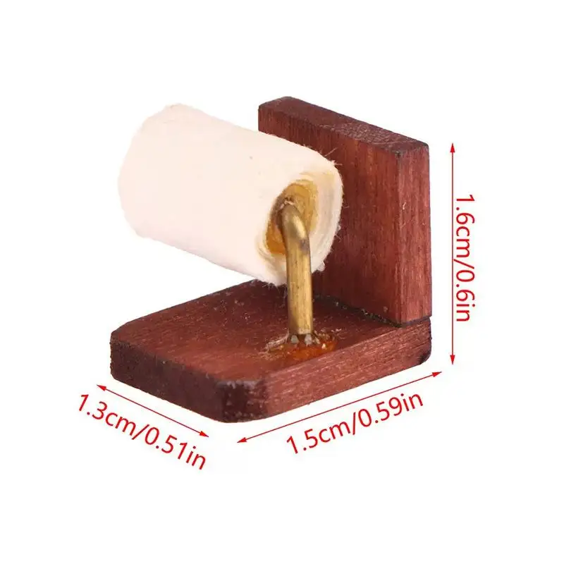 1:12 Miniaturowy uchwyt na papier toaletowy do domku dla lalek - Dozownik na ręczniki papierowe z rolką papieru toaletowego, scena łazienkowa do miniaturowych wystawek