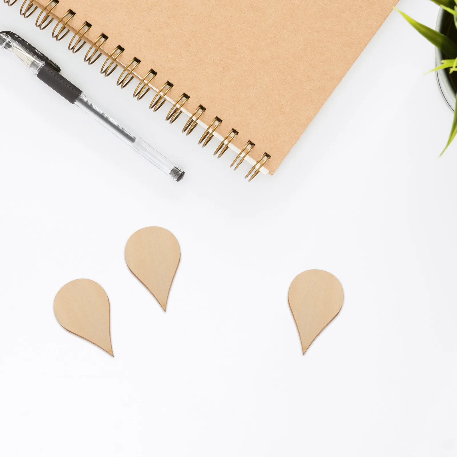 

50pcs Unfinished Teardrop Natural Wooden Slices For Diy Crafts Home Decoration Beige Wood Embellishments Wooden Shape Cutouts