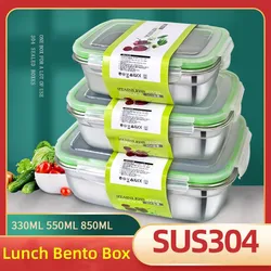 304 Stainless Steel Lunch Box Fruit Sealed Bento Box Korean Leakproof Fresh-keeping Box Refrigerator Freezer Food Box Lunch Box