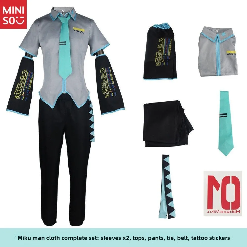 مجموعة Miniso الكاملة من Hatsune Miku التنكرية الرسمية، زي شخصيات الرسوم المتحركة للجنسين للرجال والنساء