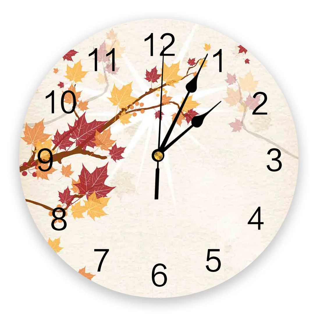 Yellow Sycamore Leaves PVC Wall Clock Living Room Decoration Wall Clock Modern Design Home Decore Wall Digital Clock