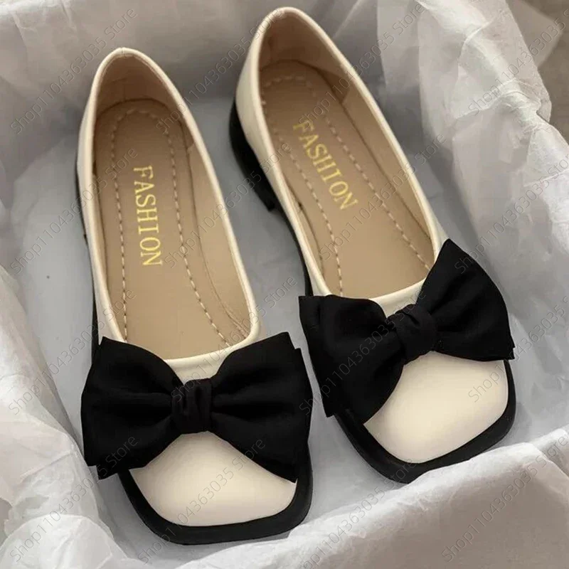 

Women Bow Shoes Casual High Heels Shoes Mary Janes New Square Toe Sandals Fashion Lolita Shoes Loafers Walking Zapatos Mujer