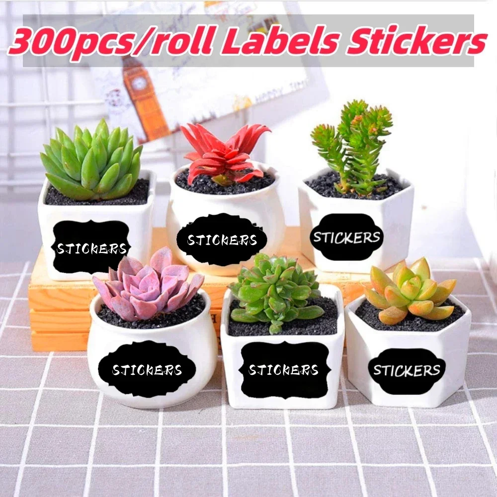 300pcs/roll Labels Stickers Removable Waterproof Blackboard Sticker Kitchen Spice Bottles Label Product Gift Box Packaging Label