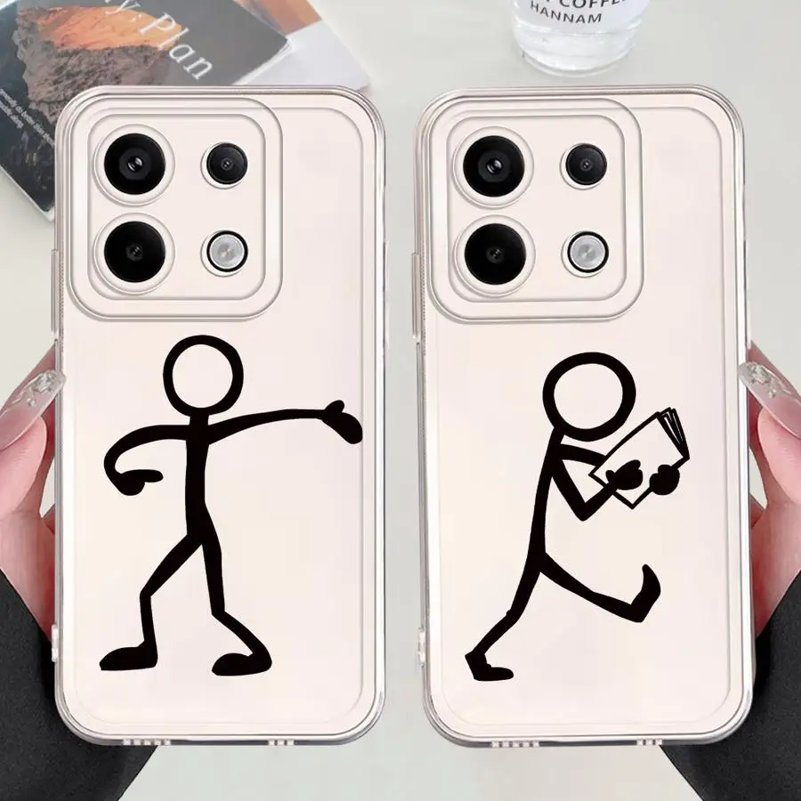 

Чехол для телефона с милыми персонажами линий для Redmi A1 A2 + 13C 10C A5 A3x 12C 9C 9A 14C, прозрачный, мягкий