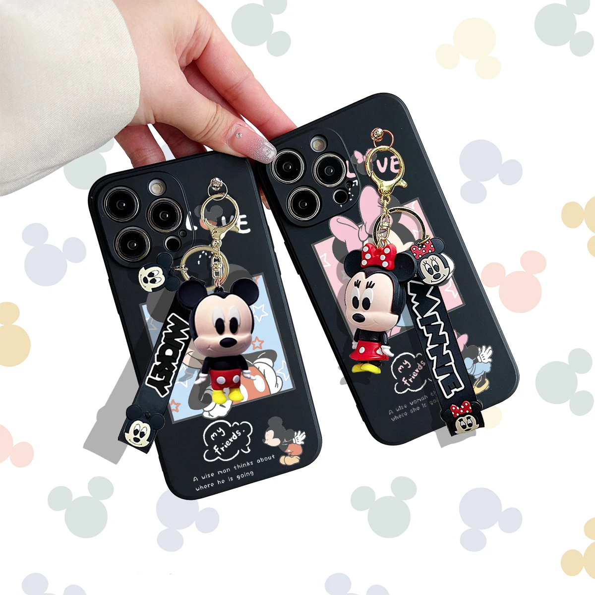 For Motorola Moto Edge 50 30 E22 32 20 G24 G 14 84 G Style 13 53 73 22 32 42 52 62 72 Photo Frame Minnie Case With Keychain