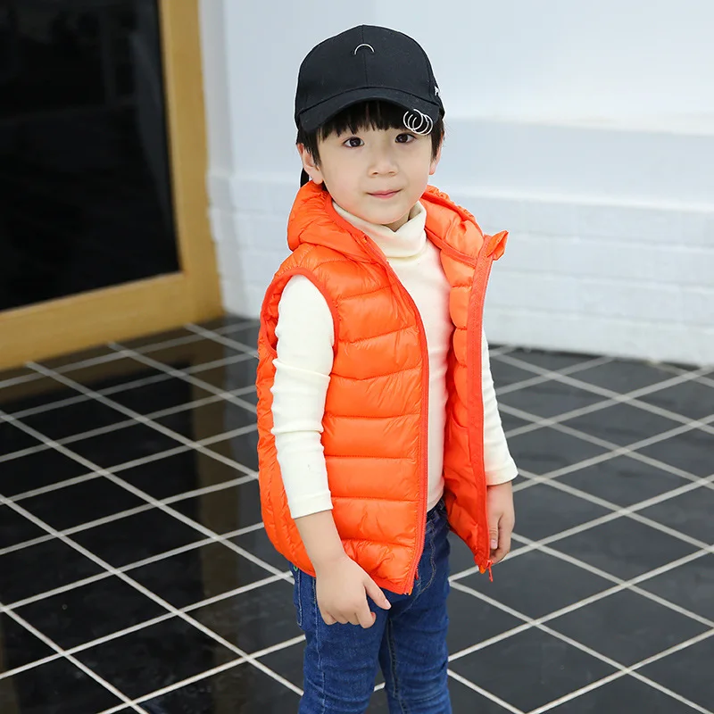 жилетка детская 23 Winter Outdoor Clothes for Children Girls Cotton Vest Primary School Hooded Tank Top Warm Solid Kid Clothing