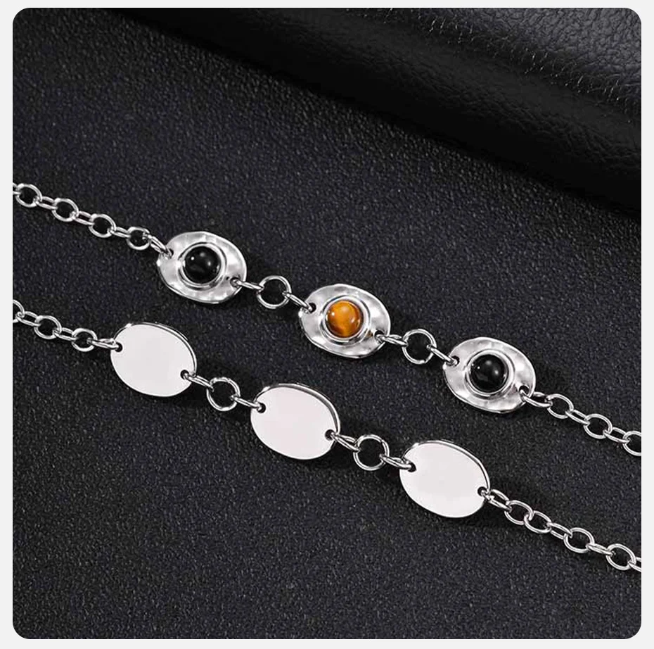 Vnox Natürliches Tigerauge-Obsidian-Armband, Edelstahl Verstellbare Kette Handgelenk-Schmuck Geschenk für Frauen Männer Tägliches Tragen – Detail 6