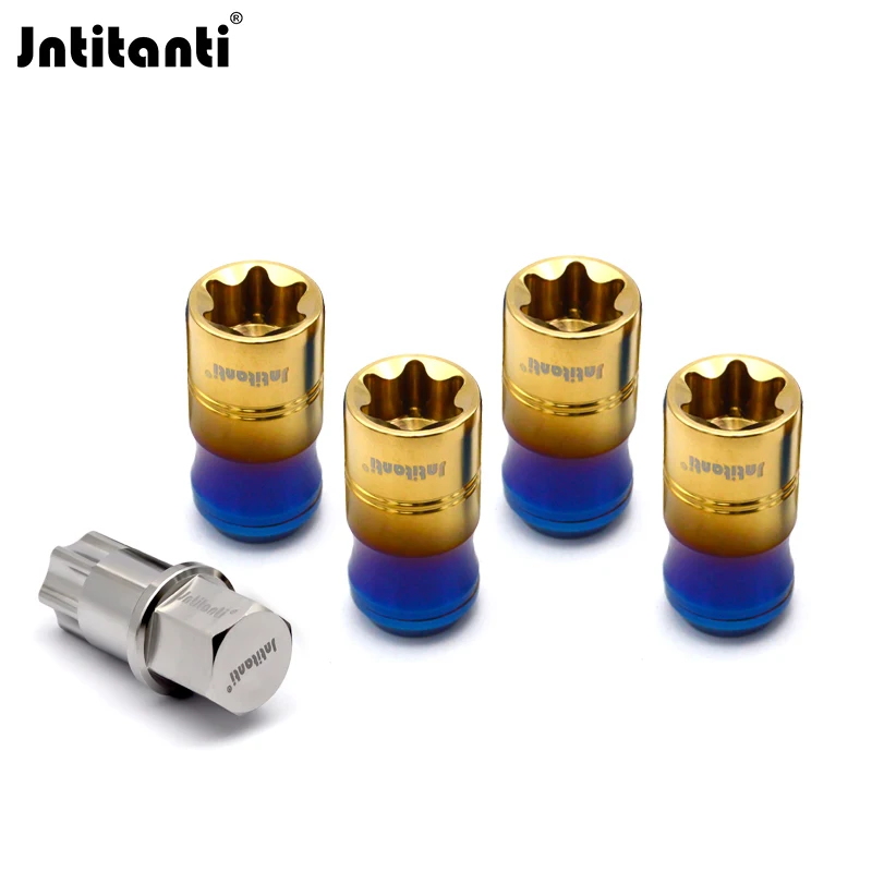 Jntitanti floating washer cone seat Gr.5 titanium wheel lug nut titanium nut M14*1.5*45mm for VW AUDI Tesla racing