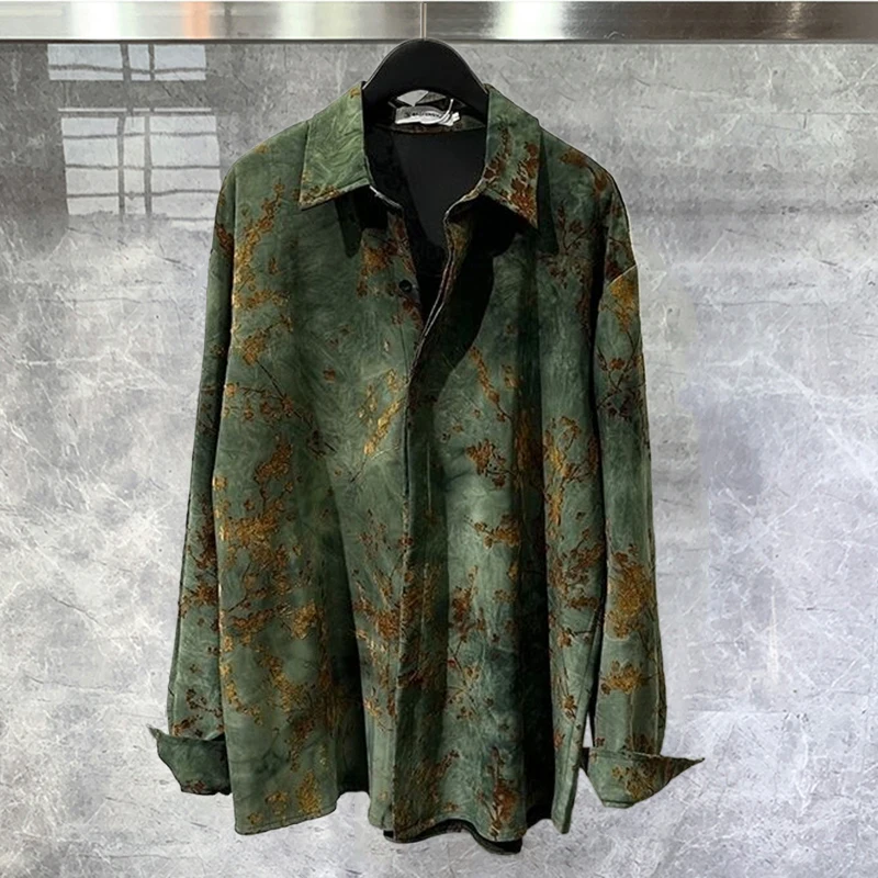 

Fall Winter Retro Floral Printing Loose Shirt Vintage Slim Fit Long Sleeve Shirts For Men And Women Casual Design Shirt Top