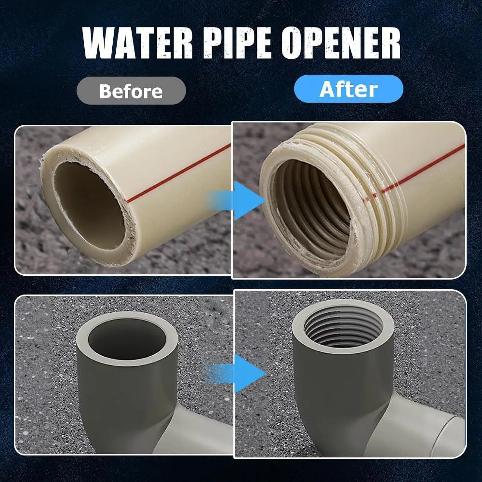 2x Integrated Internal External Pipe Threading Tool Home PVC Pipe Threaders