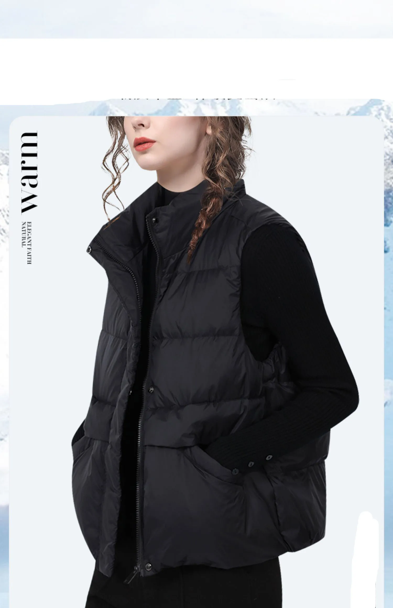 Moda feminina sem mangas preto para baixo jaqueta quente leve aconchegante casual colete puffer casaco