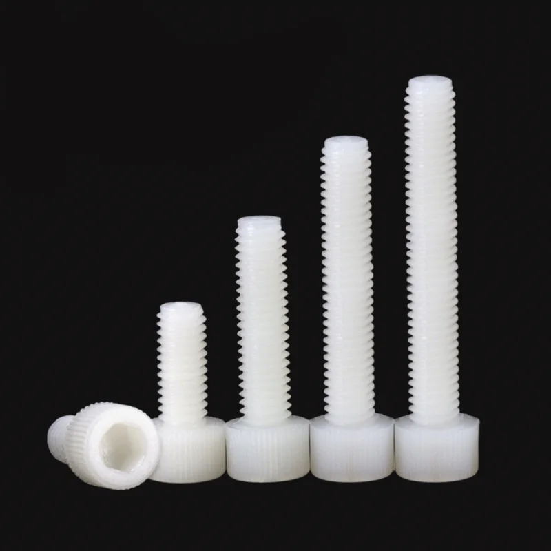 

Black / White Nylon hexagon head screw, m3 M4 M5 M6 M8 M10, 5 to 50 pieces, knurled plastic insulated bolt