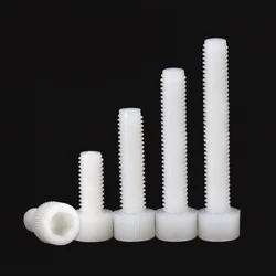 Black / White Nylon hexagon head screw, m3 M4 M5 M6 M8 M10, 5 to 50 pieces, knurled plastic insulated bolt